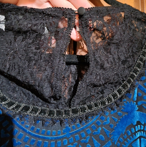 Hot Topic Blue Velvet Burnout Skater Dress - Picture 4 of 5